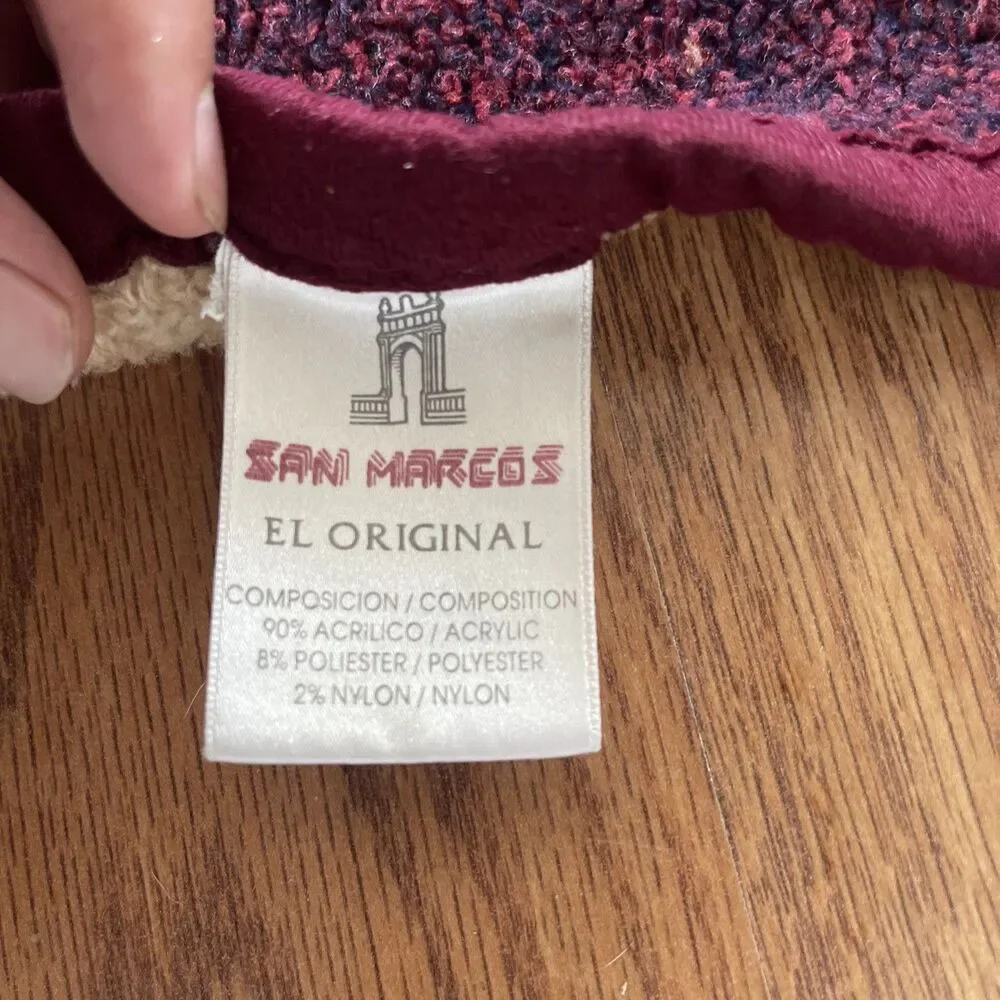 Vintage San Marcos Wild Horses Blanket Reversible Two Tone Burgundy Ivory 85x54